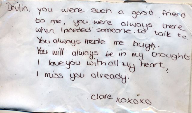 Message left at the scene of Thomas's murder.