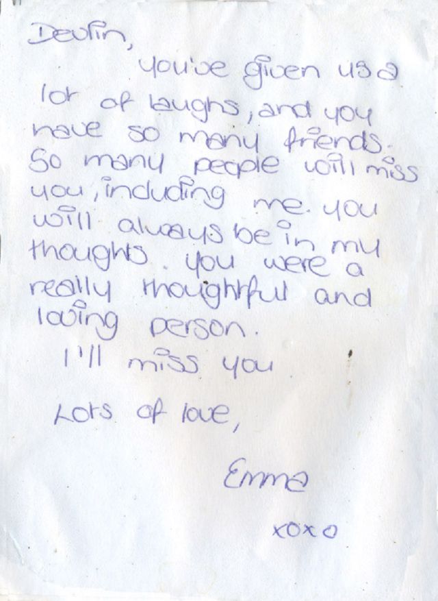 Message left at the scene of Thomas's murder.