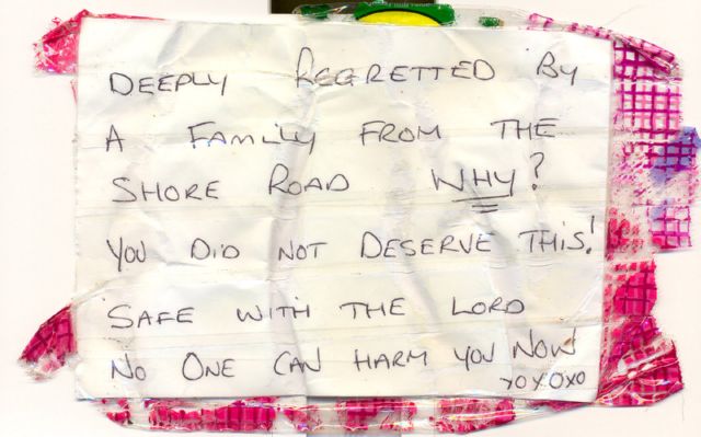 Message left at the scene of Thomas's murder.