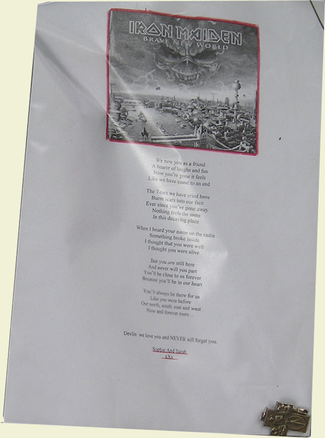 Message left at the scene of Thomas's murder.