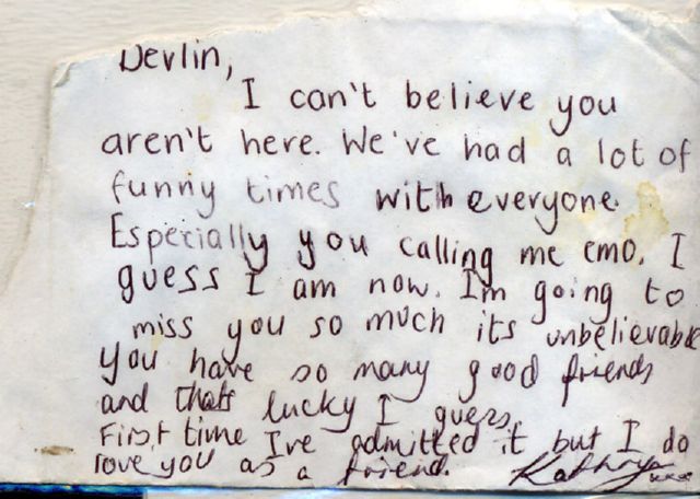 Message left at the scene of Thomas's murder.